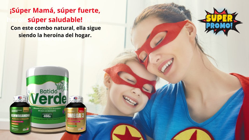 Super Combo Batido Verde + Aswagandha + Omega 3